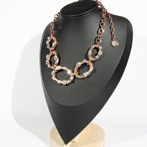 RJ Graziano Rose Gold Tone Necklace with Clear Rhinestones